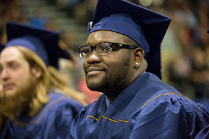 Male student at graduation ceremony