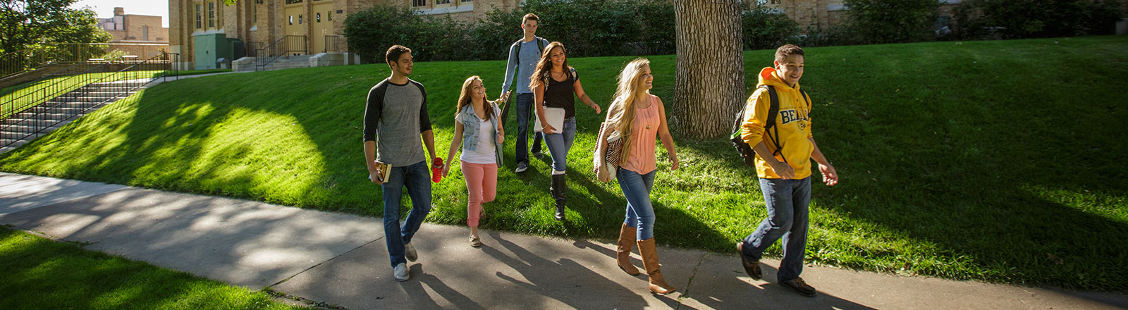 Students walking on campus