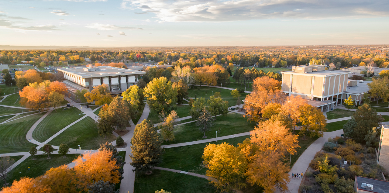 aerial view of UNC campus in fall 