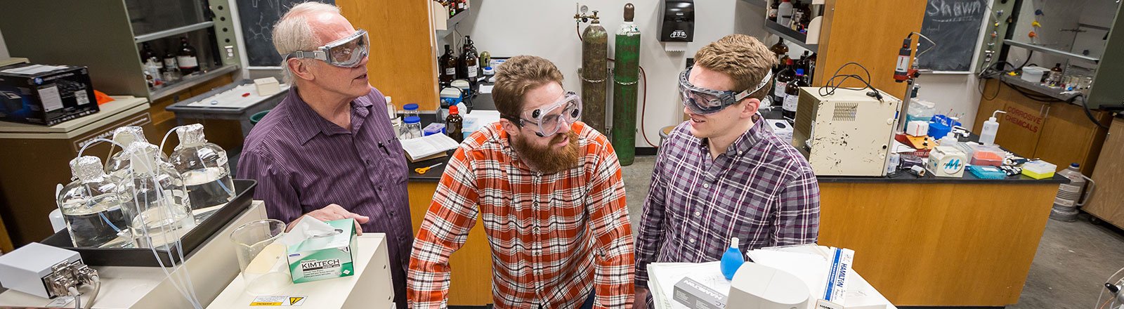 Students in lab with professor