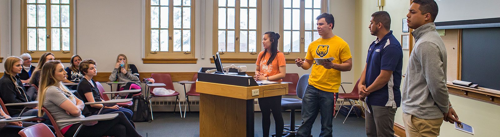 Dietetics students presenting in front of classroom