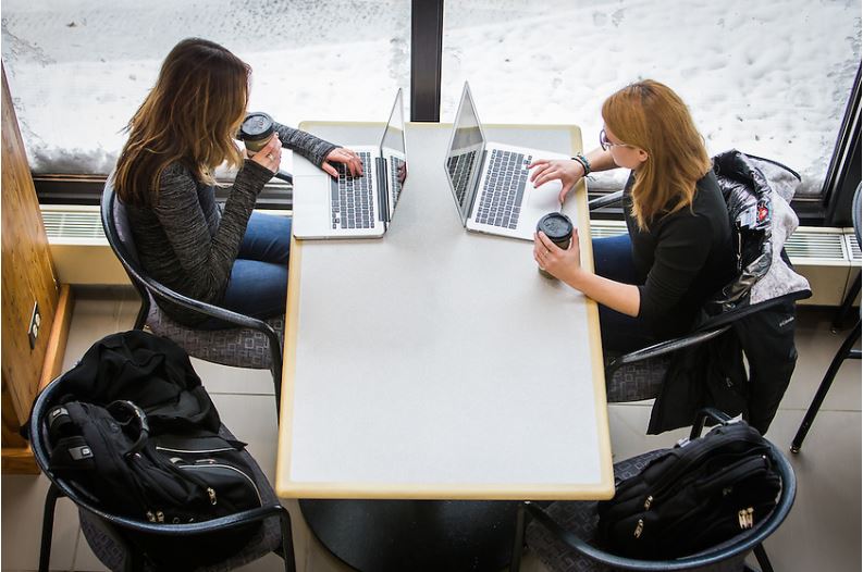 Students studying in the UC. 
