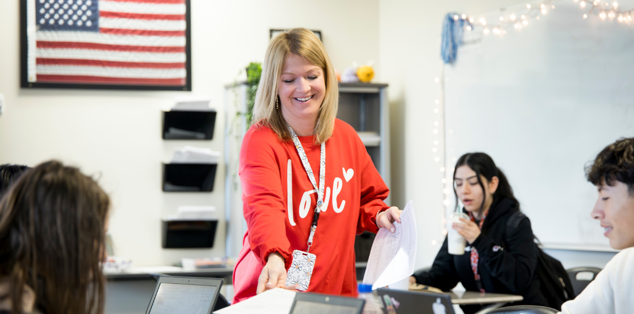 Sidney Cerise in the classroom with her students