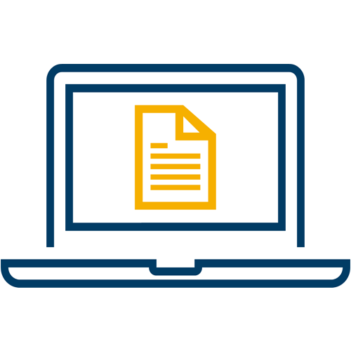 Blue and Gold Computer with Document